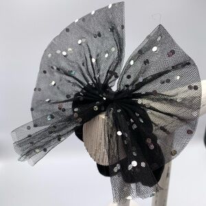 Girls’ Hair Scrunchie Black, Tull with Sequins